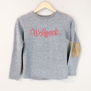 NC State Wolfpack Kids Crewneck Sweater Elbow Patches Embroidered YXS